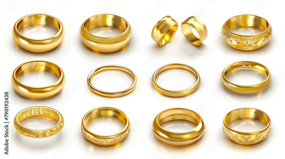 golden rings isolated on white background golden rings isolated on white background