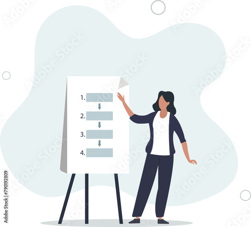 leader present workflow and procedure in meeting.flat vector illustration.