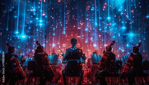 Document Harmony: AI Orchestrating Management, AI conductor orchestrating a symphony of documents, 