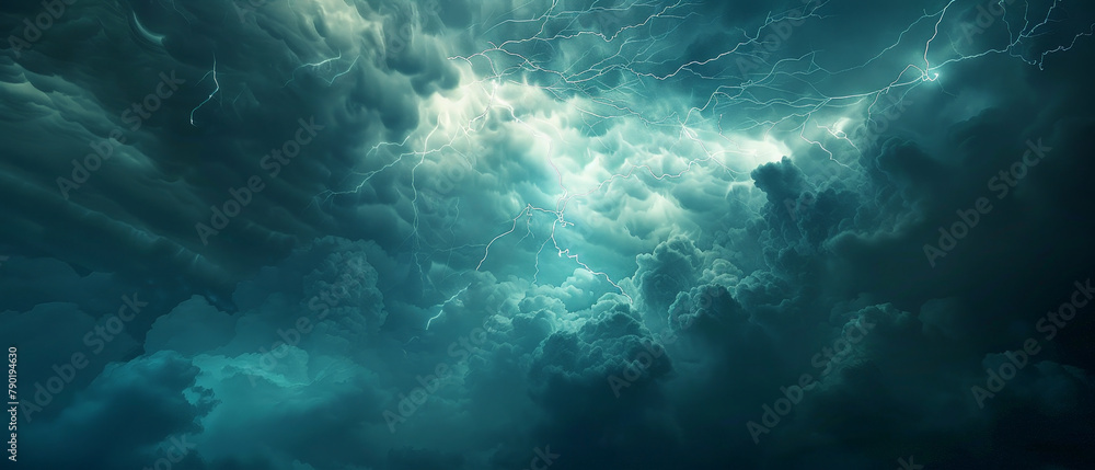A stormy sky with dark clouds and lightning bolts A stormy sky with dark clouds and lightning bolts
