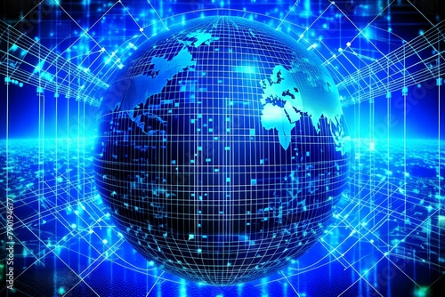Digital planet earth. Graphic Drawing