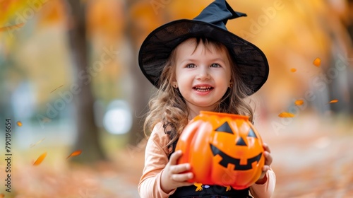 little kids for Halloween and pumpkin © megavectors
