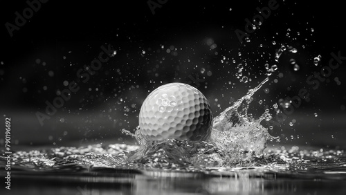 water splash after golf ball falling in