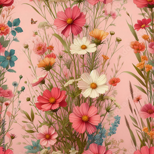 Watercolor Summer Flower Background Illustration.