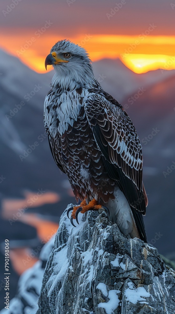Fototapeta premium Wyvern eyries, mountain guardians, watchful skies, high perch, morning vigil, draconic watch