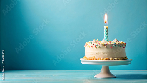 A birthday cake frosted with colorful icing and lit candles, ready for a celebration
