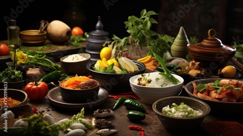 Indian food concept,Culinary diversity enriches our plates with a myriad of flavors, textures, and aromas,