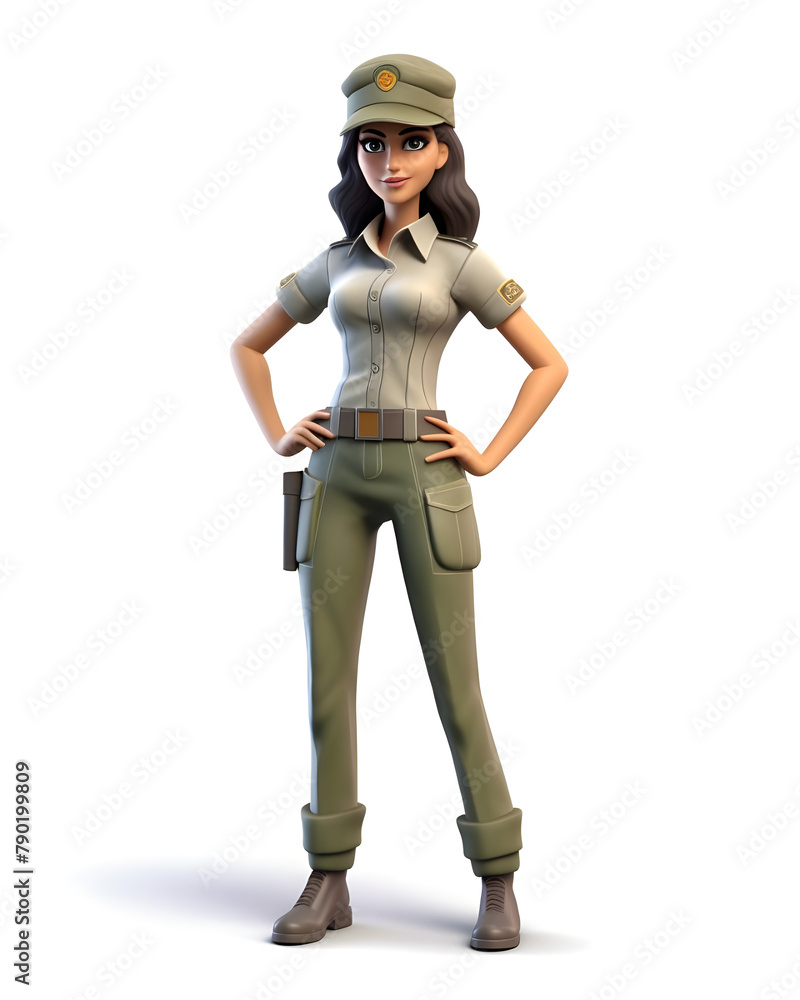 3d Animated Cartoon of young female police officer 3d Animated Cartoon of young female police officer