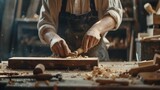 Skilled Carpenter Crafting Furniture from Raw Wood Through Sequential Steps and Precise Techniques