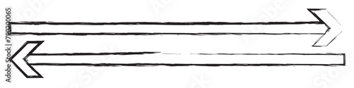 Long straight brush arrow icons. Black horizontal pointer, direction, transfer, position or location and width signs isolated on white background. 11:11