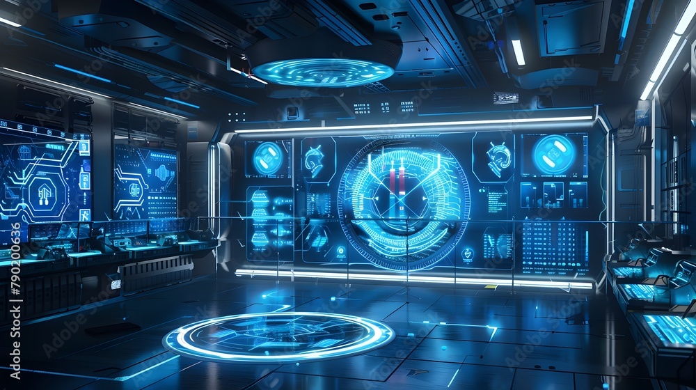 Futuristic Research Lab With Sleek Interfaces and Holographic Data Analysis Displays Futuristic Research Lab With Sleek Interfaces and Holographic Data Analysis Displays