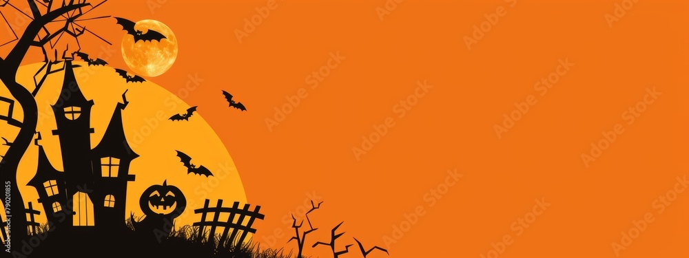 .KSHalloween silhouette of haunted house_with full moon