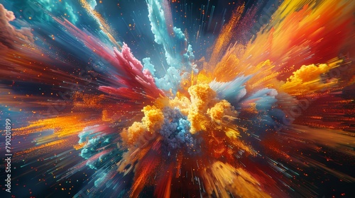 Craft a visually stunning 3D burst, bursting with vibrant colors and dynamic motion