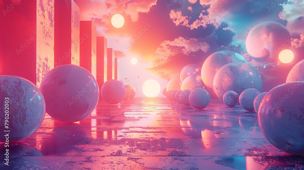 Craft a visually stunning 3D scene featuring gradient elements Craft a visually stunning 3D scene featuring gradient elements
