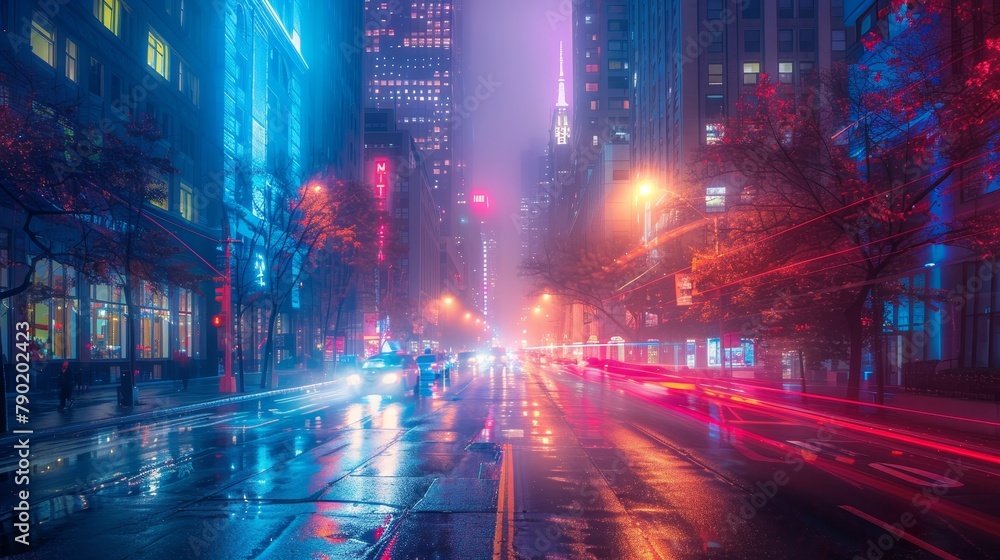 Obraz premium Craft a visually stunning scene of a journey through downtown