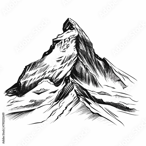 Matterhorn hand-drawn comic illustration. Matterhorn. Vector doodle style cartoon illustration