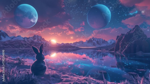Rabbit gazing at a fantasti...