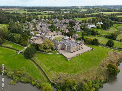 Ripley Castle, estate, Ripley village, drone, above, panorama, landscape, countryside, England, Harrogate