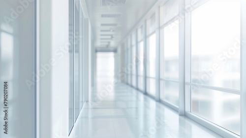 Bright Corporate Hallway with Glass Windows