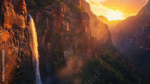 Stunning views of zion falls national park waterfall zion national park