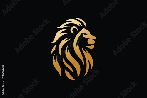 lion head minimal logo vector with premium luxury look that shows power strenght and high end services photo