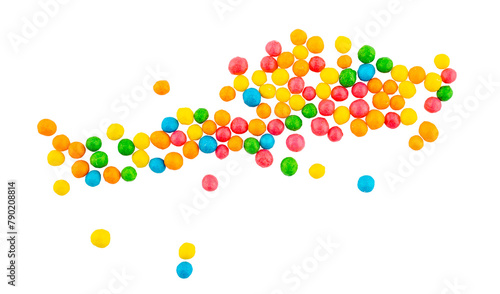 colorful sugar cake decoration balls, confetti background, isolated on a transparent background, overlay graphic element 