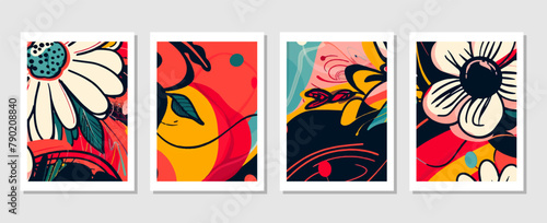 set of vector backgrounds featuring tropical leaves suitable for wall decoration, postcard designs, or brochure covers.	