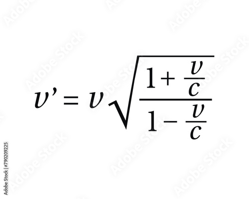 Relativistic Doppler Effect Formula  on the white background. Education. Science. School. Formula. Vector illustration.