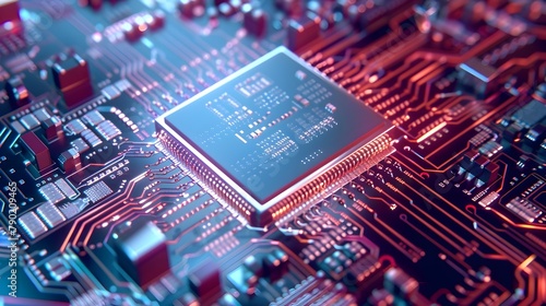 Advanced Microchip Technology Close-up, Futuristic Computing © R Studio