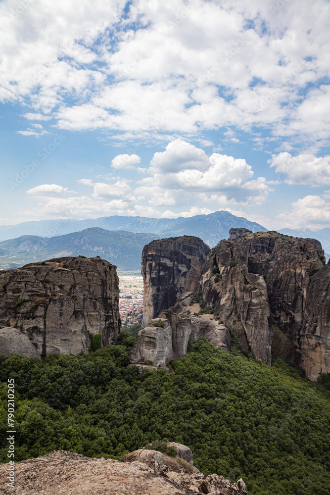 Greek landscape with mountains and rocks, Meteora Greek landscape with mountains and rocks, Meteora