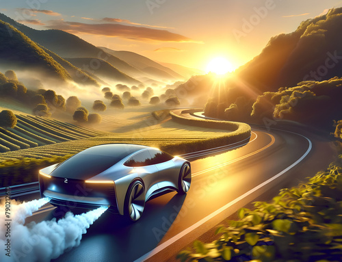 Modern futuristic car driving on hydrogen © Nataraj