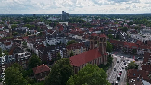Wallpaper Mural Aerial drone view of St. Antonius church in Münster , Germany .  Torontodigital.ca