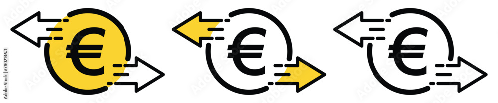 Obraz premium Money transfer icon. euro symbol design for mobile app, ui, web. vector illustration on transparent background.