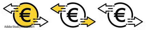 Money transfer icon. euro symbol design for mobile app, ui, web. vector illustration on transparent background.