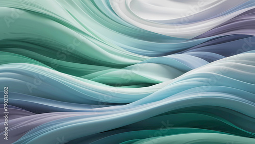 Arte que fluye con la tranquilidad: olas de color y textura sedosa en una ilustración azul que envuelve en una curva de paz y suavidad