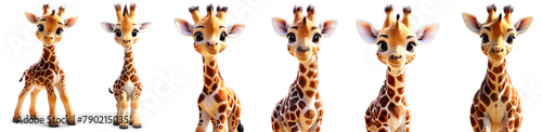 Adorable collection of 8 giraffes on transparent alpha background. Perfect for wildlife enthusiasts and charming designs.