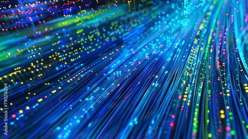 A vibrant array of glowing data streams, symbolizing high-speed information transfer in a digital environment.