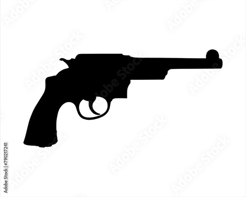 Old revolver silhouette vector on white background