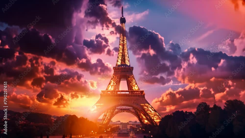 Aerial Elegance: Parisian Sunset Spectacle. Generative ai Aerial Elegance: Parisian Sunset Spectacle. Generative ai