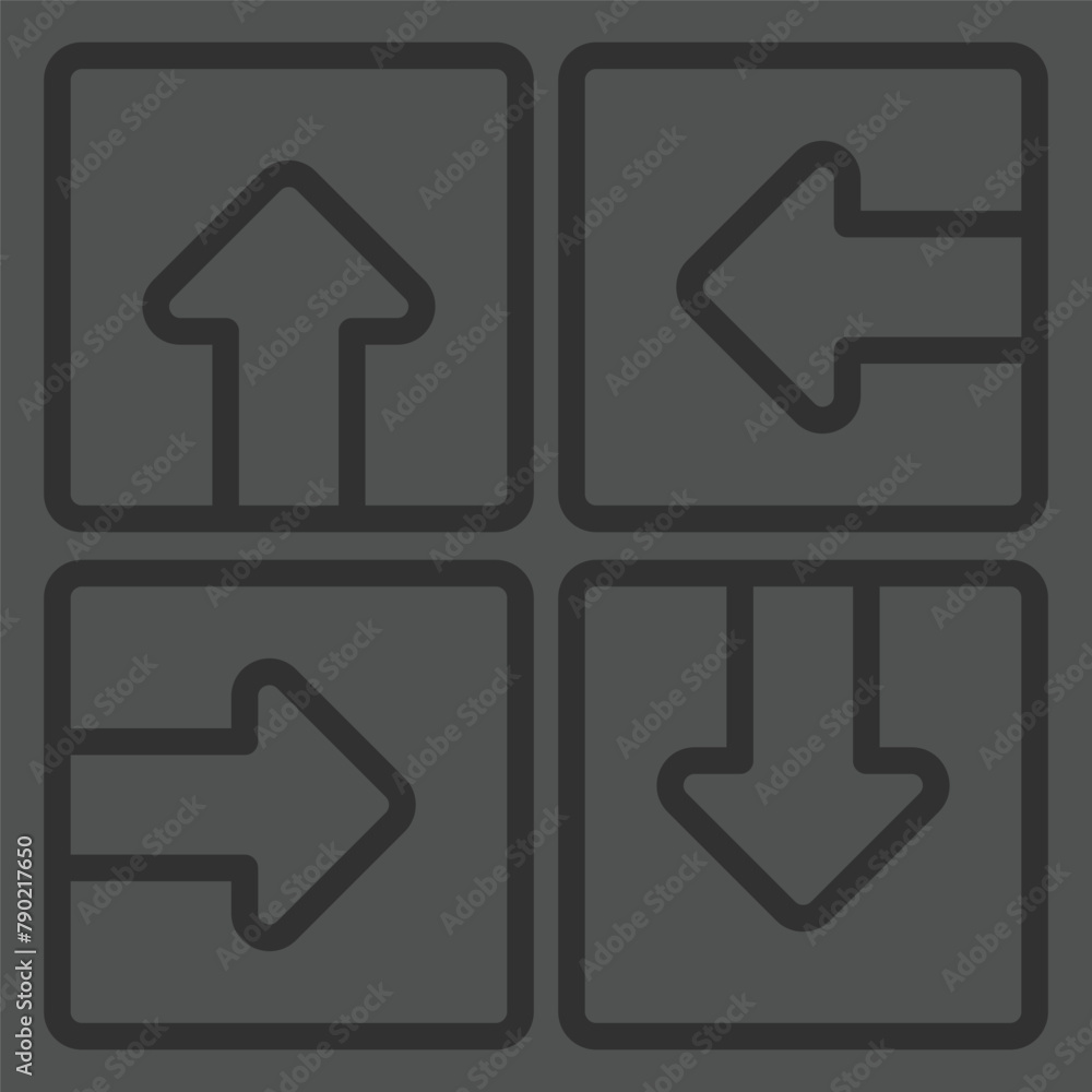 Gray Elevator Directional Vector Arrow Set Arrow in square