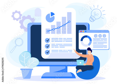 Illustration vector graphic cartoon character of business analysis