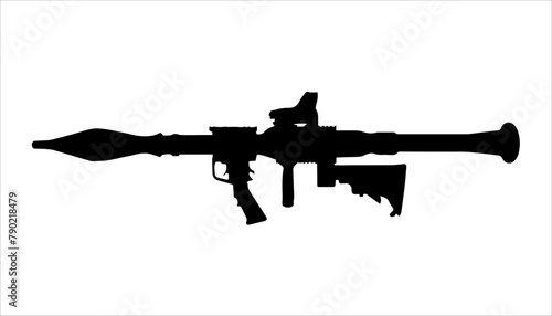 Hand rocket launcher silhouette vector on white background