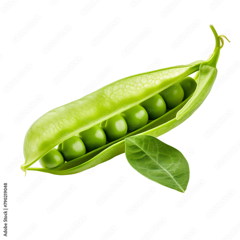 Green peas inside its pod on an isolated background Green peas inside its pod on an isolated background