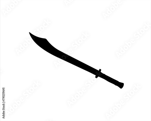 Martial arts training sword silhouette vector illustration on white background