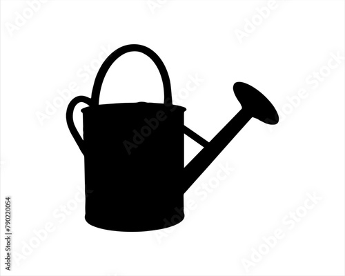 Garden watering can silhouette vector illustration on white background