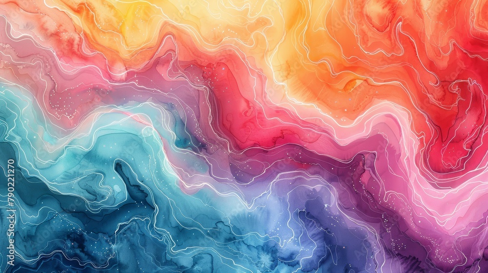 Fototapeta premium Abstract Colorful Watercolor Wave