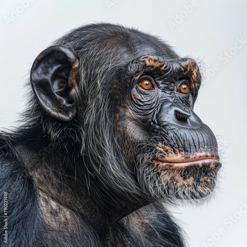 Curious Chimpanzee Gaze on White