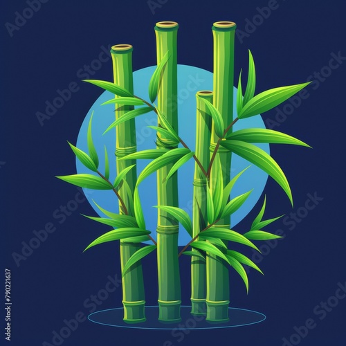 Bamboo Cartoon on Blue Background
