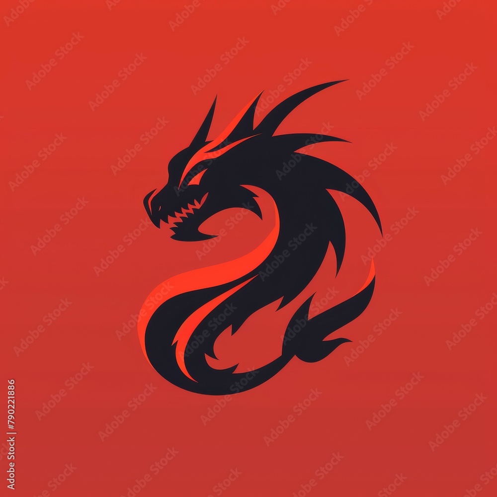 Naklejka premium Dragon Logo on Red Background