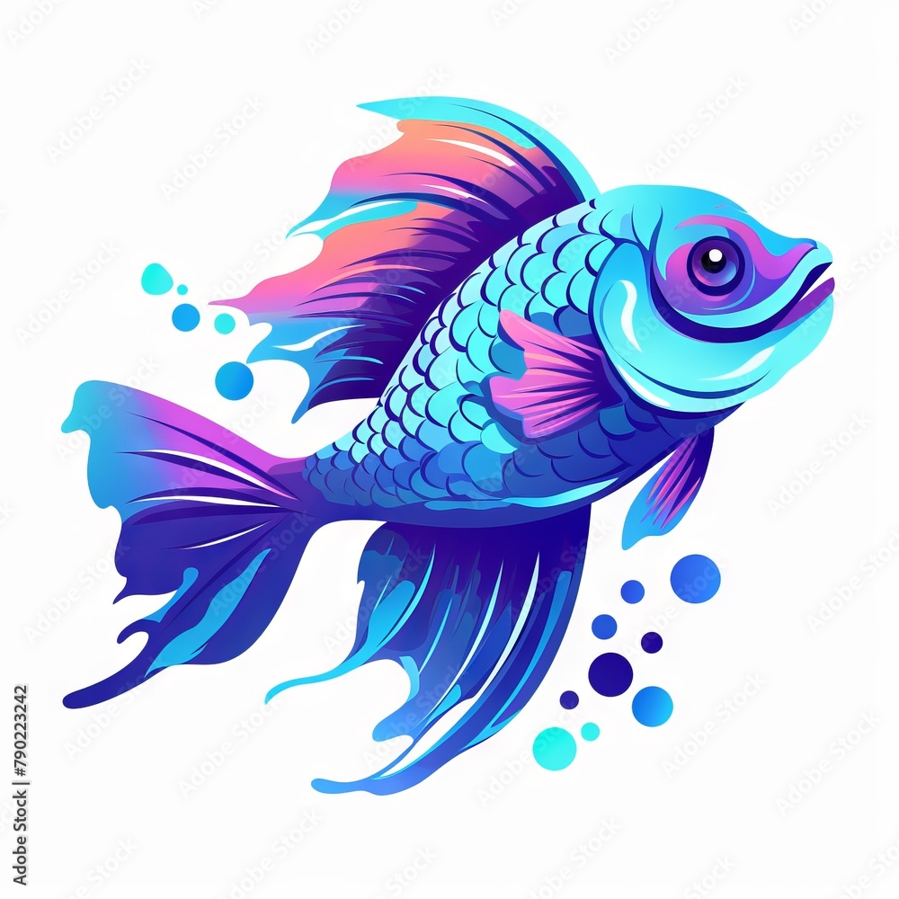 Fototapeta premium Colorful fish logo over white background 